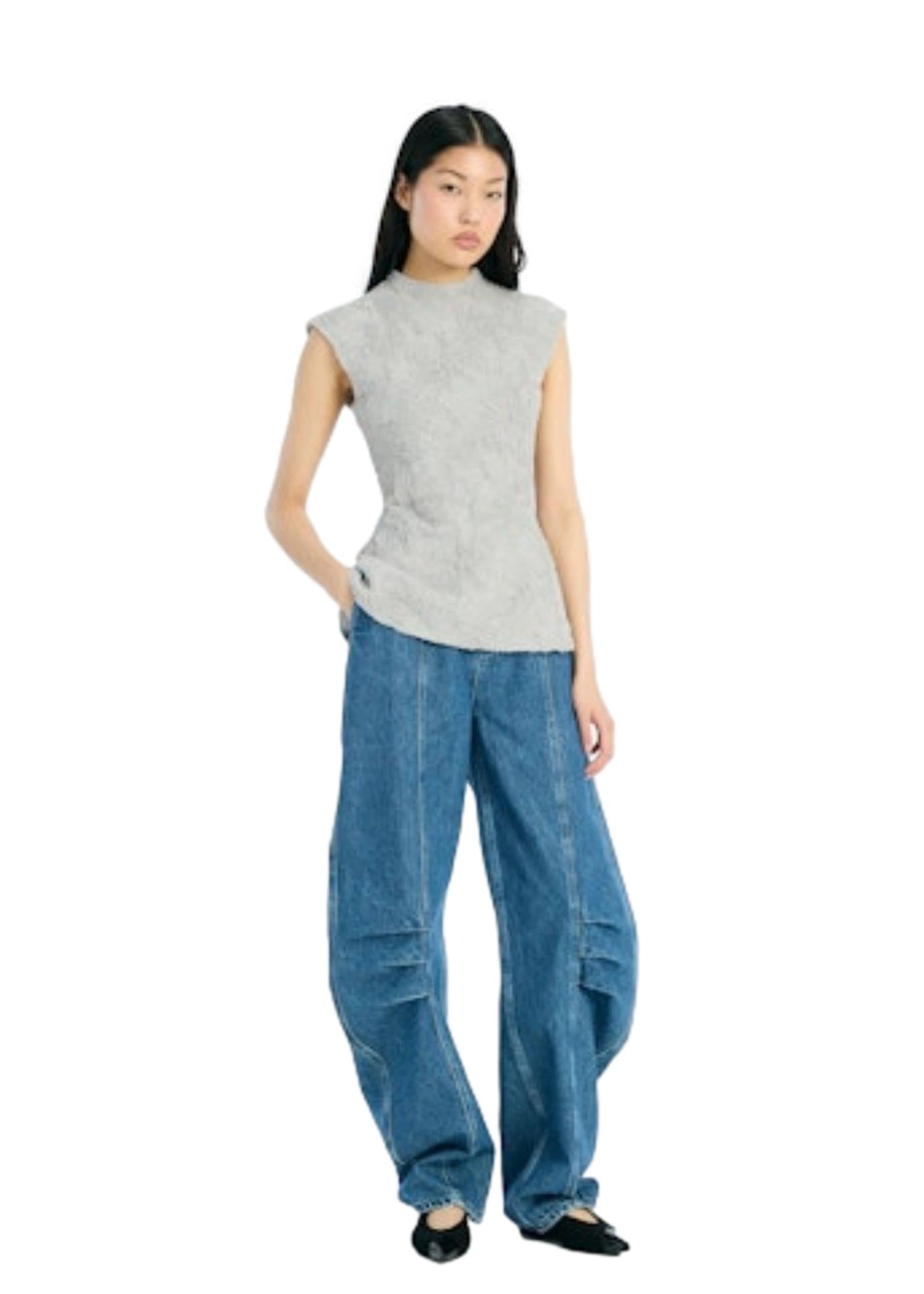 ROTATE Mesh Sleeveless Top Topp Grå