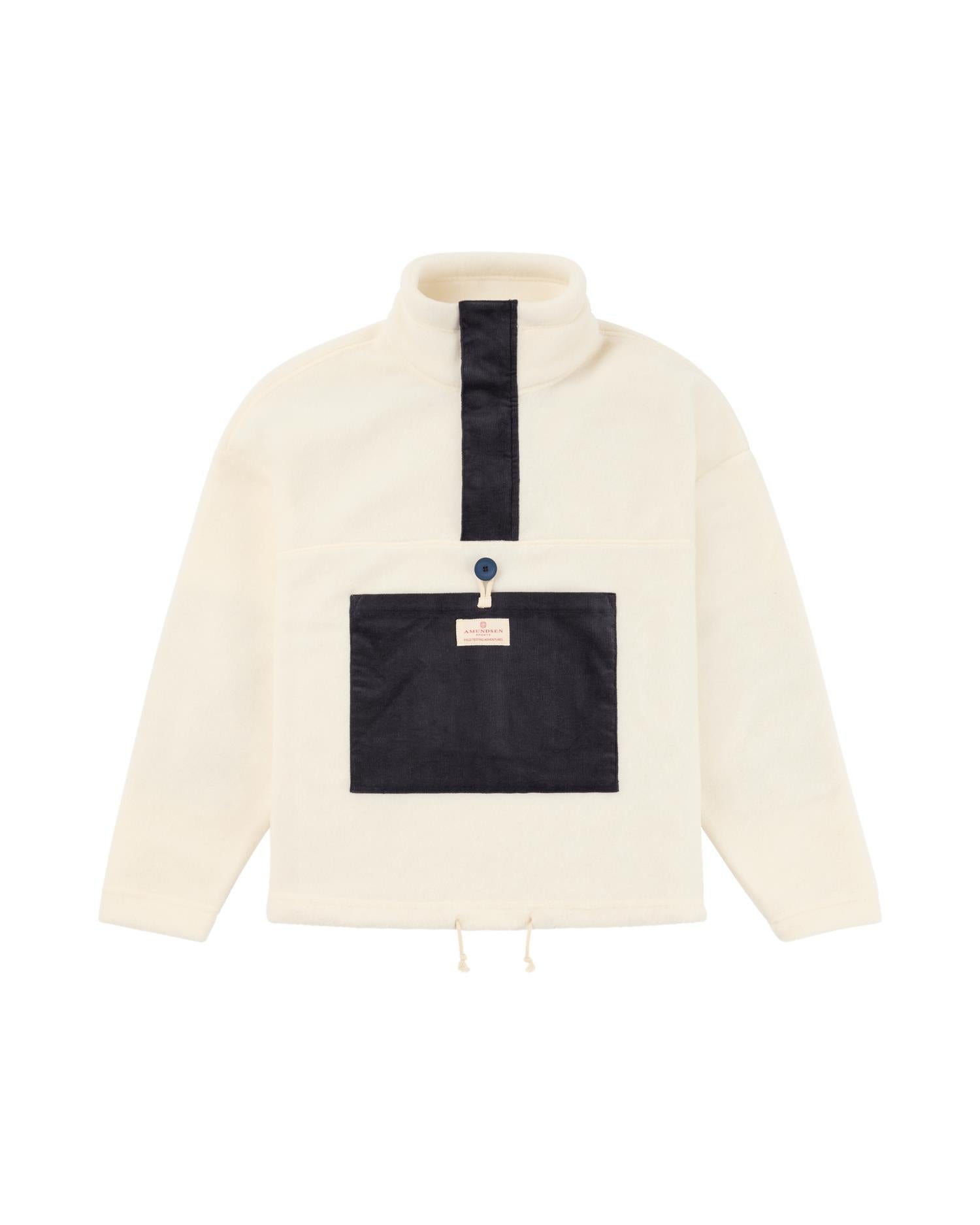 Amundsen V-Bond Cord Fleece Womens Genser Hvit Og Mørkeblå