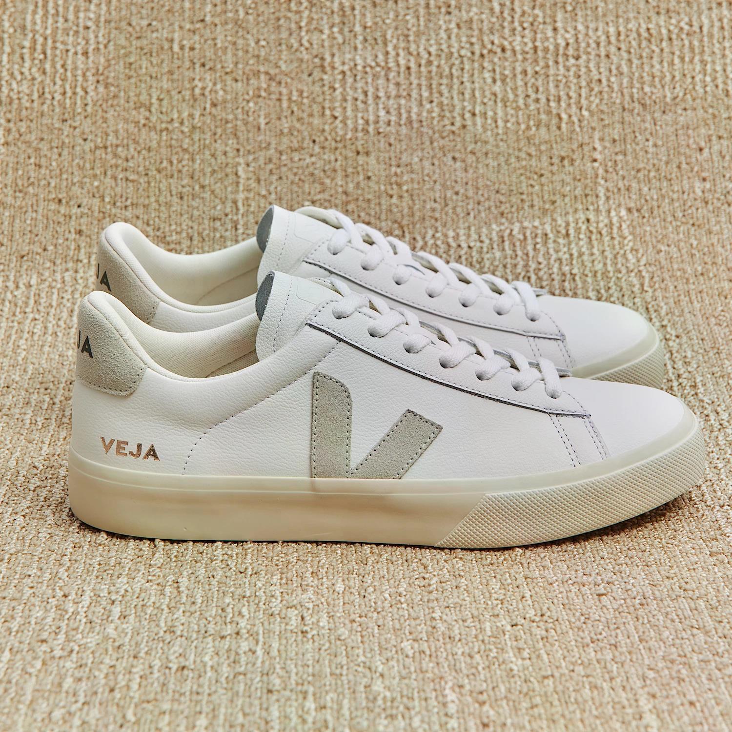 Veja Campo Extra White Natural Suede Sko Hvit Og Beige
