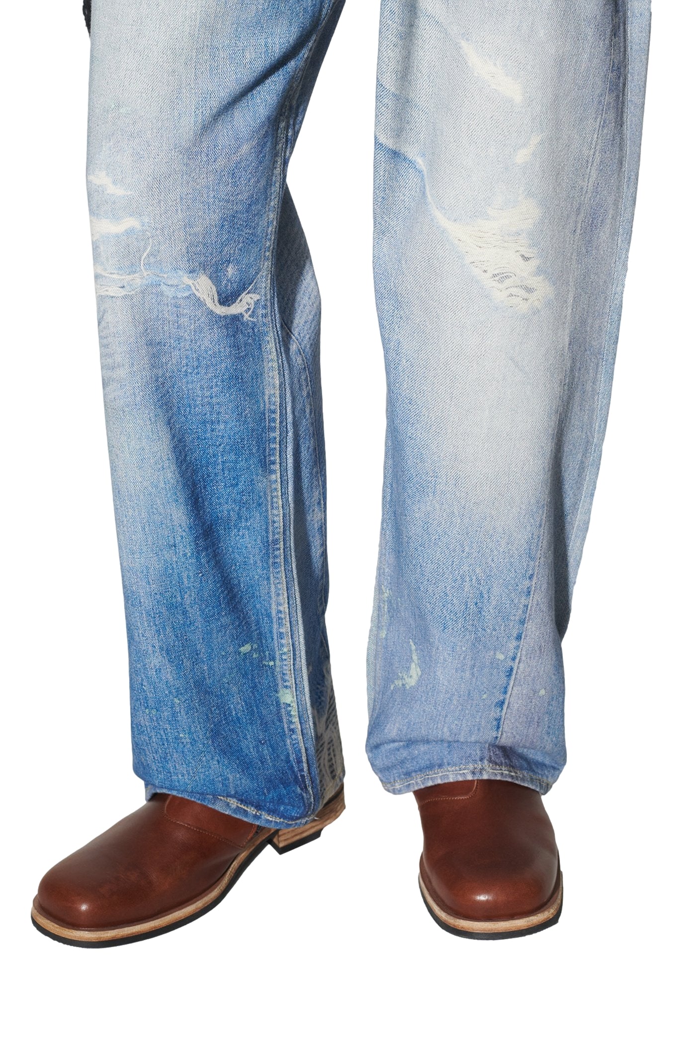 Blå Our Legacy Third Cut jeans vist fra siden, med klassisk passform og slitesterkt denimmateriale.