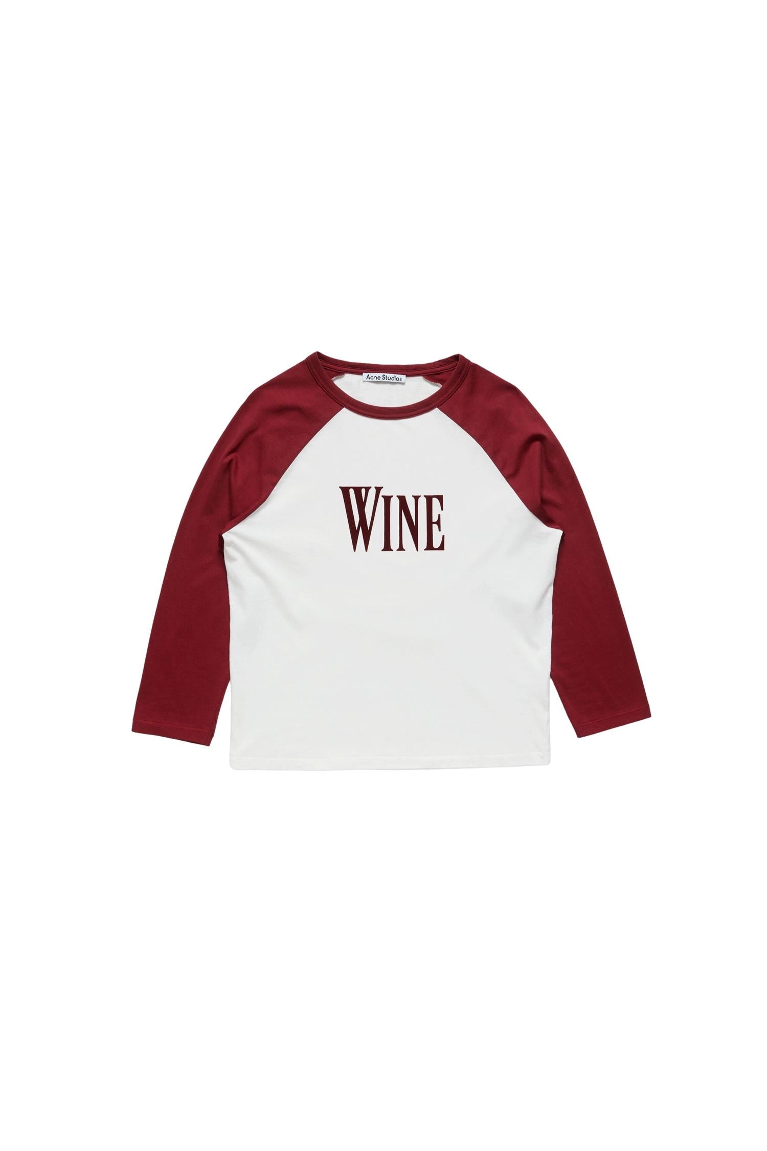 Acne Wine Graphic T-Shirt Longsleeve Beige Og Rød