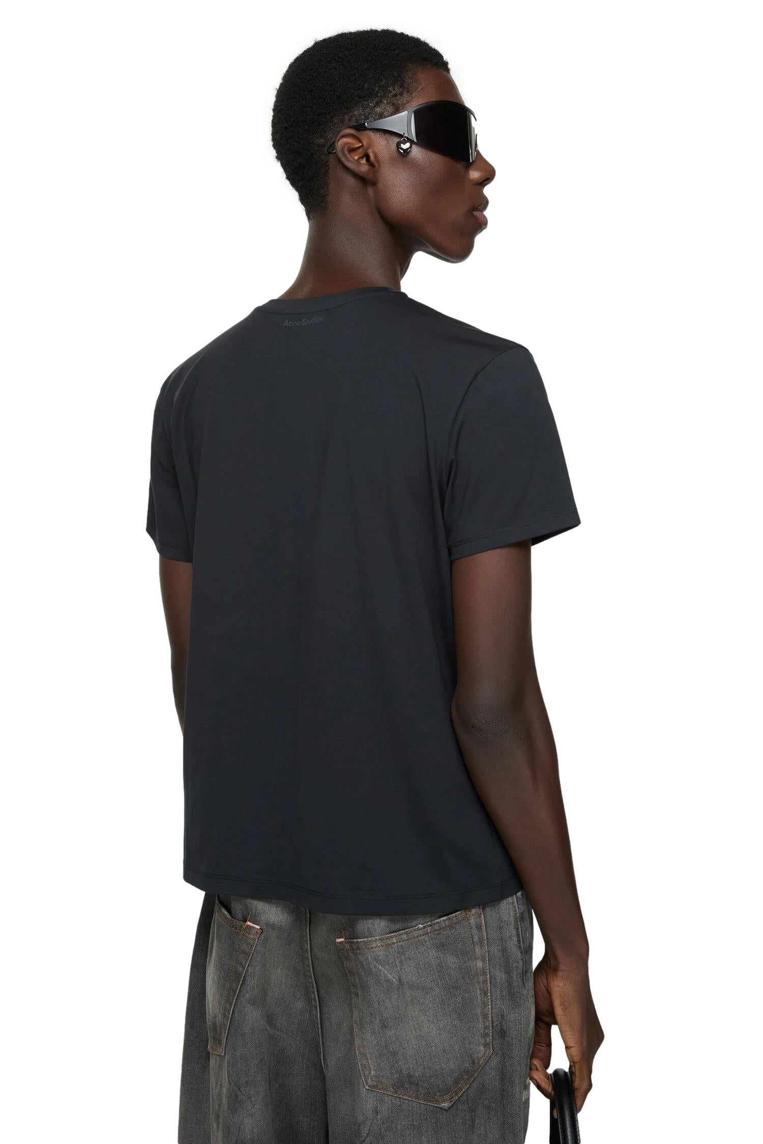 Acne Regular Fit Face T-Shirt T-shirt Sort - modostore.no