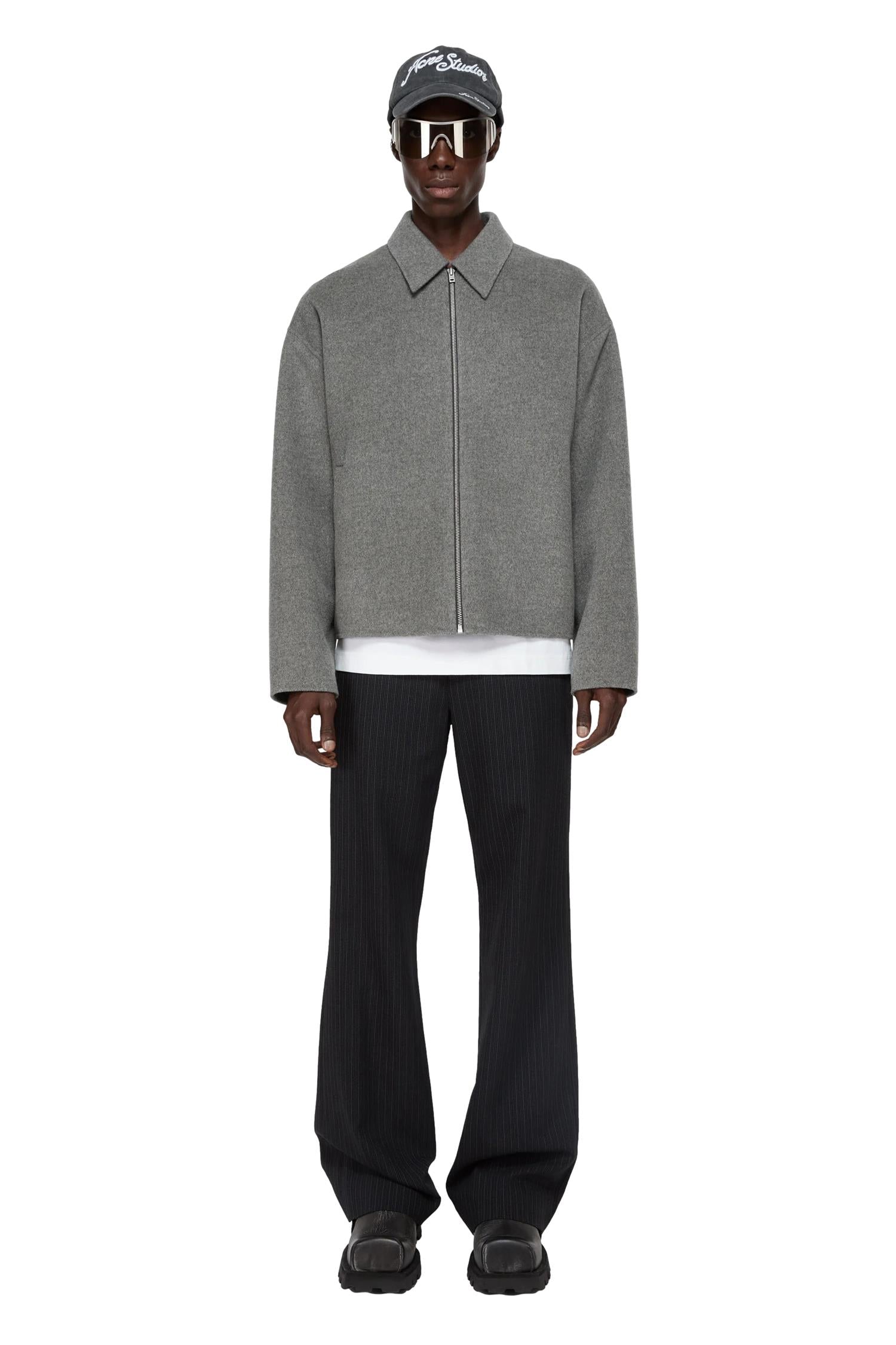 Acne Wool Zipper Jacket Jakke Grå - modostore.no