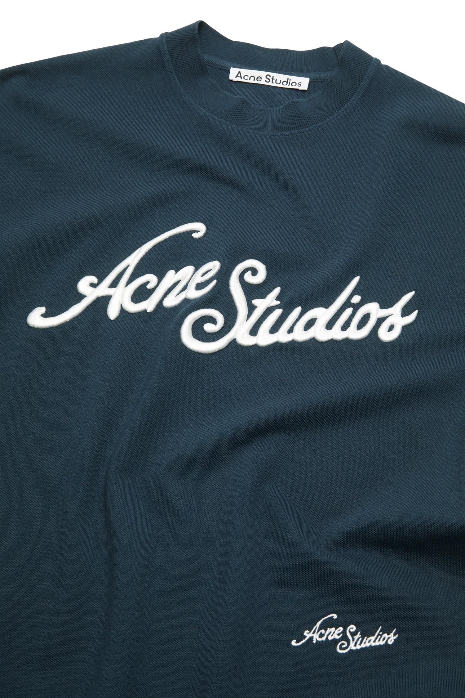 Acne Logo T-shirt - Relaxed Fit T-shirt Marine - modostore.no