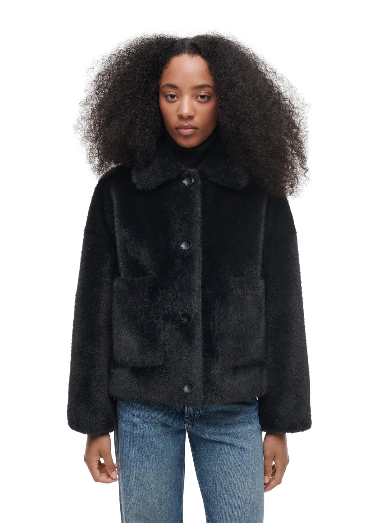 Studio AR Faje Faux Mink Jakke Sort