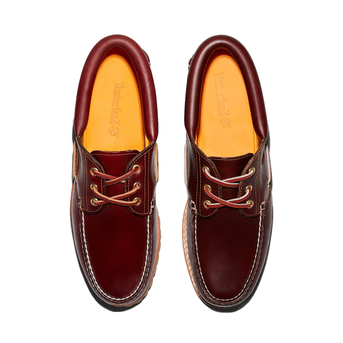Timberland Authentic 3-Eye Lug båtsko i burgunder farge, skinnmateriale med lisselukking og 3-øyelukking.