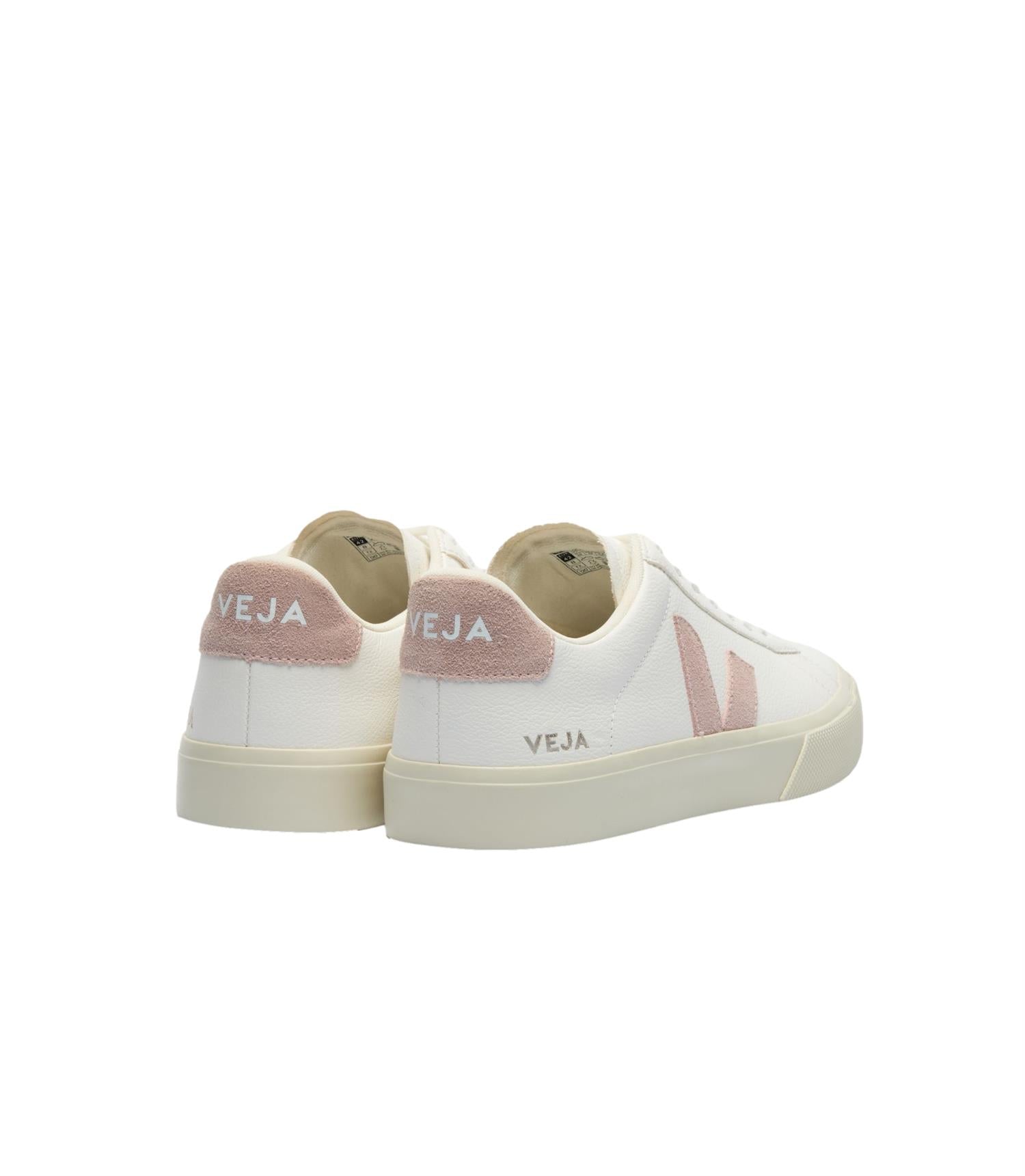 Veja Campo Extra hvite og rosa sko for kvinner, med hvitt og rosa design og komfortable snitt.