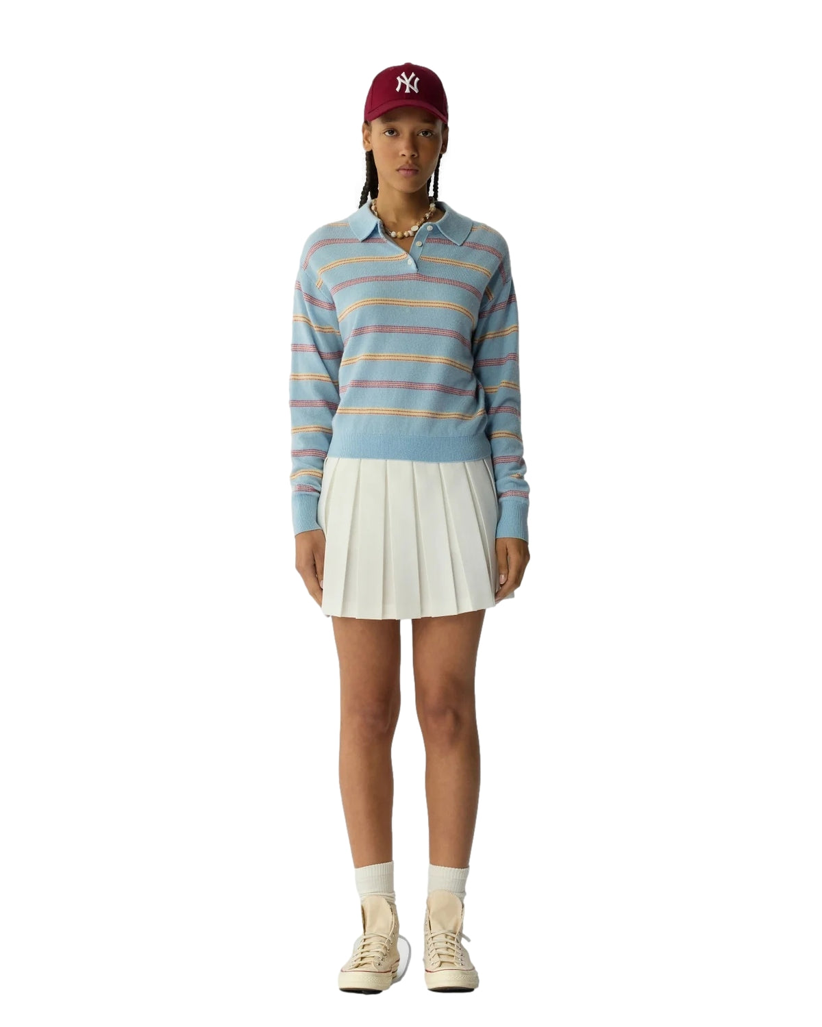 Guest In Residence Collegiate Stripe polo-genser med blått stripemønster