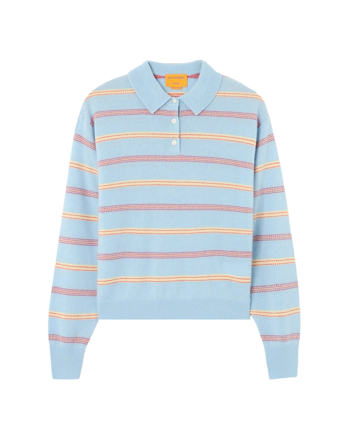 Guest In Residence Collegiate Stripe poloskjorte i blått mønsterenger
