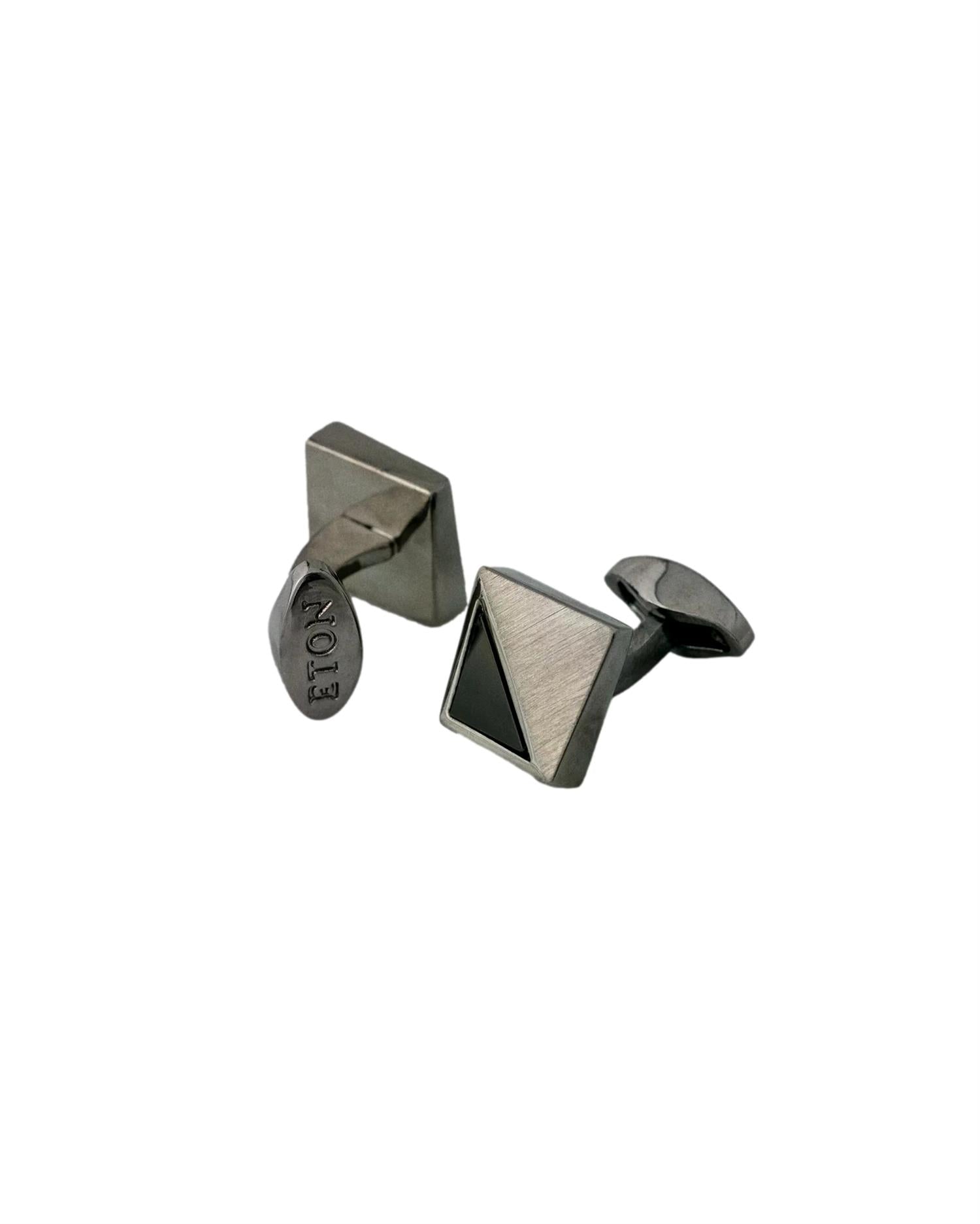 Eton Stone and Brass Cufflinks Mansjettknapper Sølv / Sort