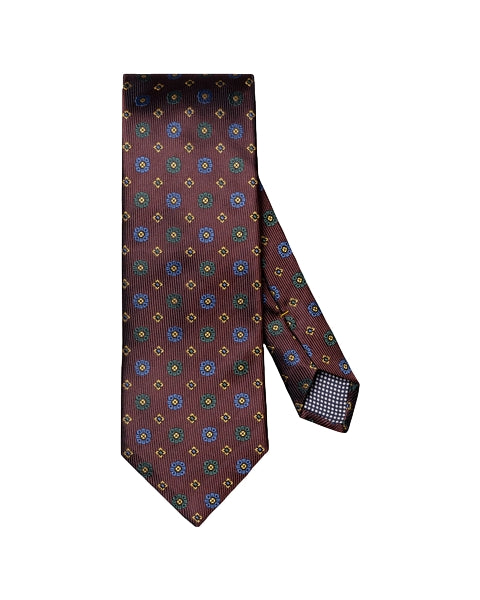 Eton Geometric Woven Slik Tie Slips Burgunder Mønster