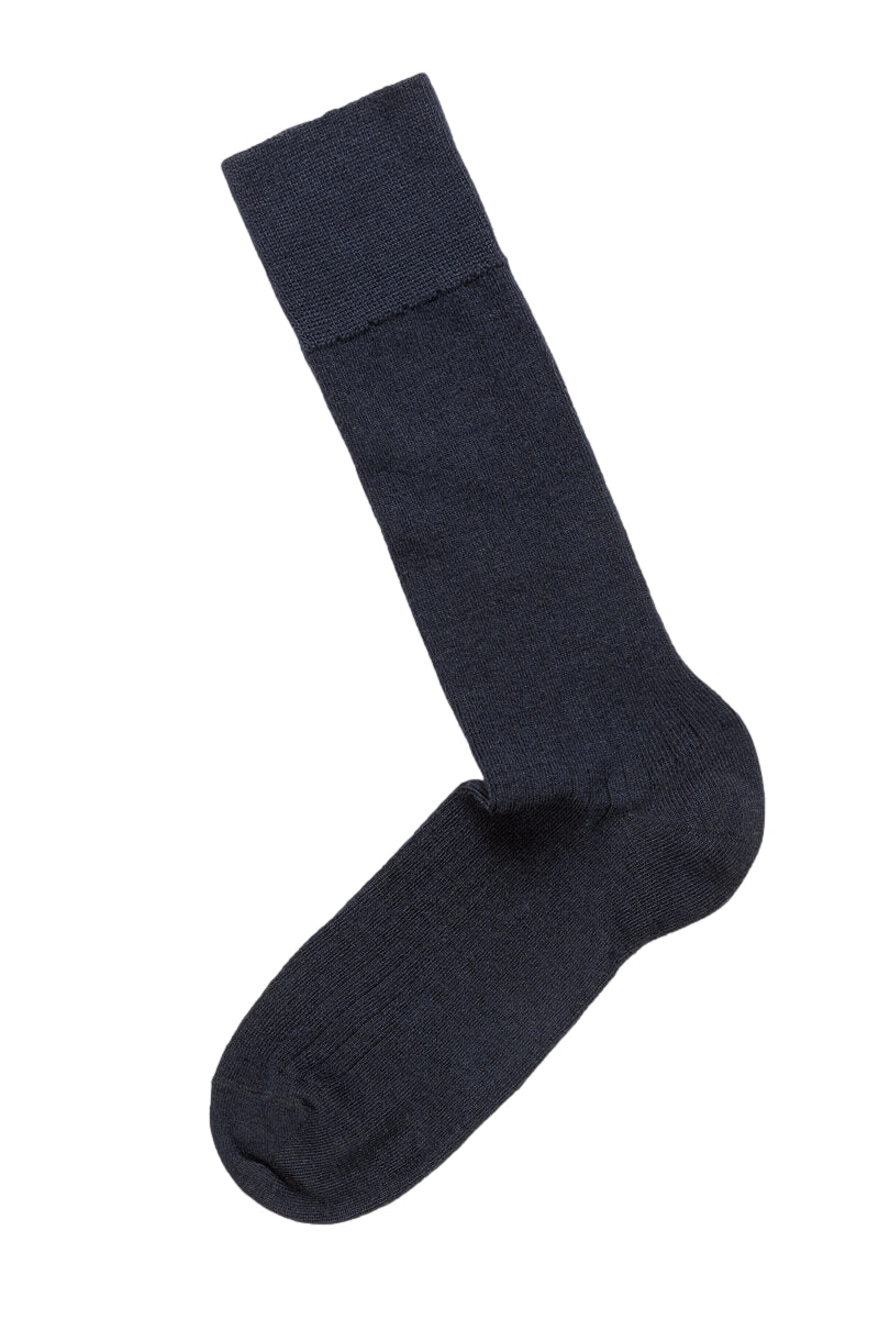 Panos Emporio 2PK Calle Premium Mercerized Wool Rib Sokker Mørkeblå - modostore.no