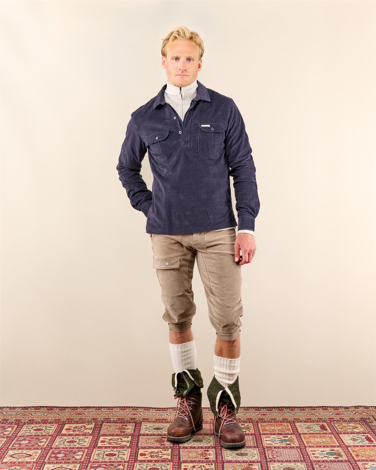 Amundsen Ranger Velvet Half-Zip Shirt Mens Skjorte Navy