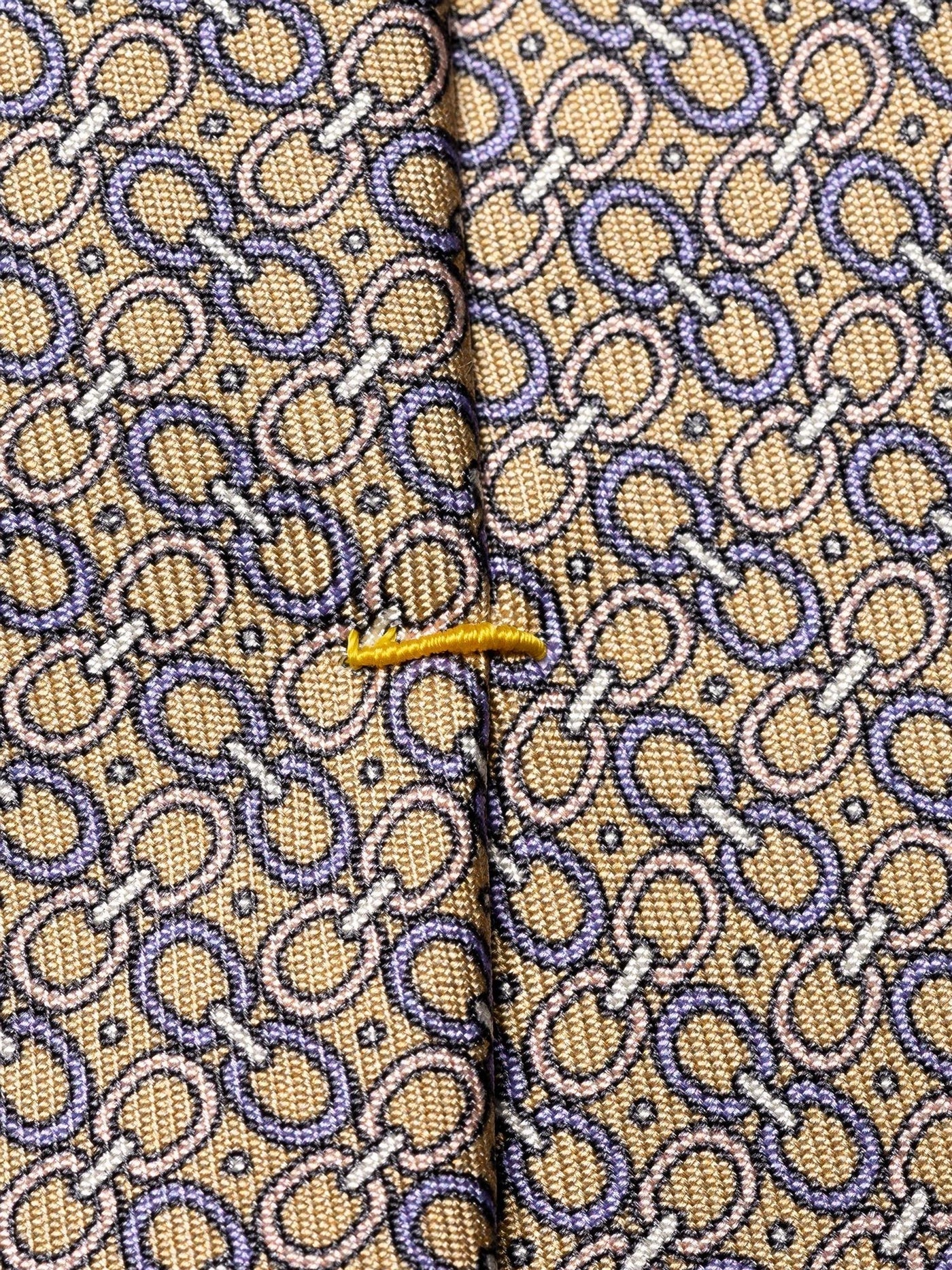 Eton Geometric Print Silk Tie Slips Beige Mønster