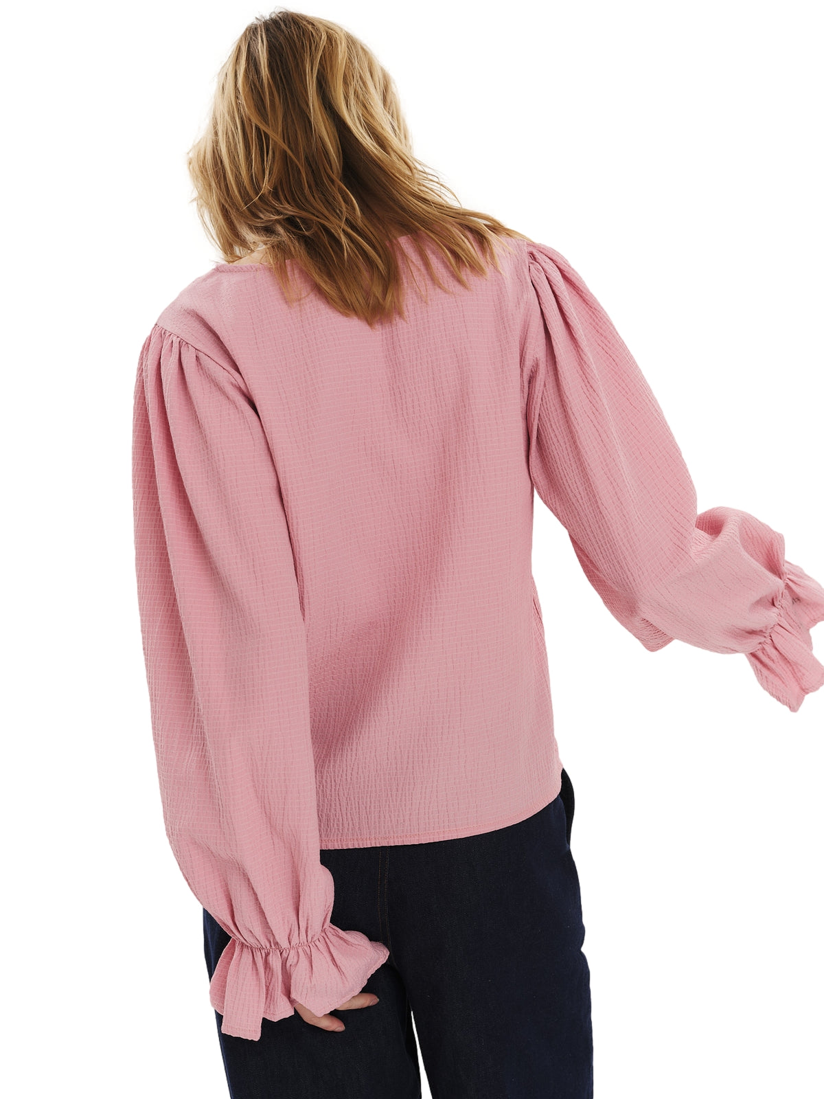 Once Untold Indiana LS Button Blouse Topp Rosa Striper