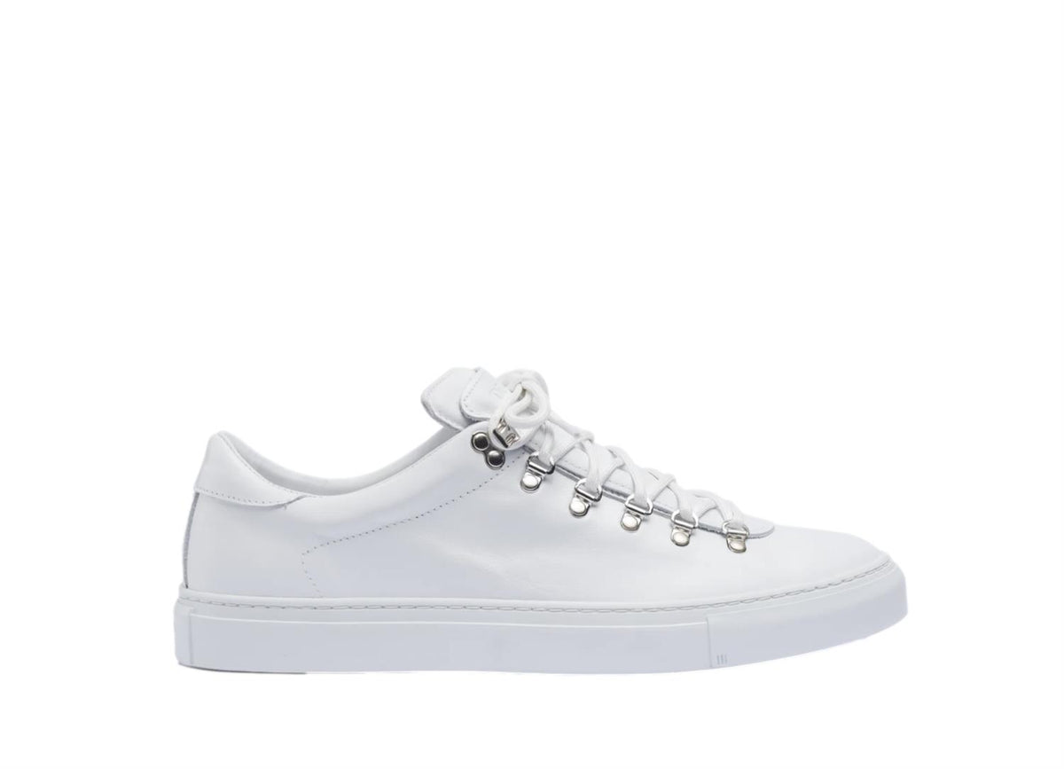 Diemme Marostica Low White Nappa sko i hvitt, casual og komfortabel skomodell for menn, med hvit lærfinish.
