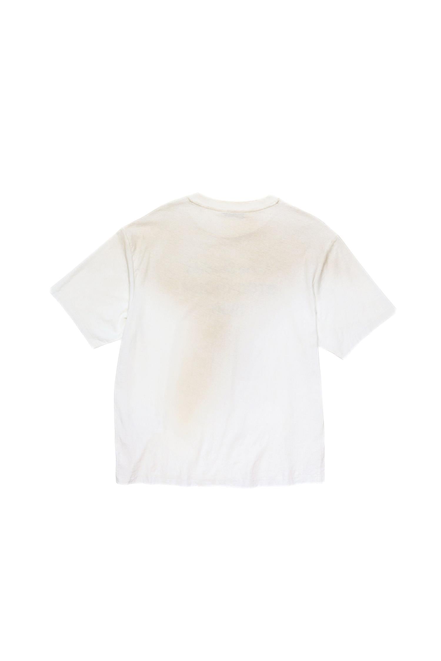 Hvit Acne T-skjorte med logo, casual og behagelig, vist med frontvisning og myk bomullsstruktur.