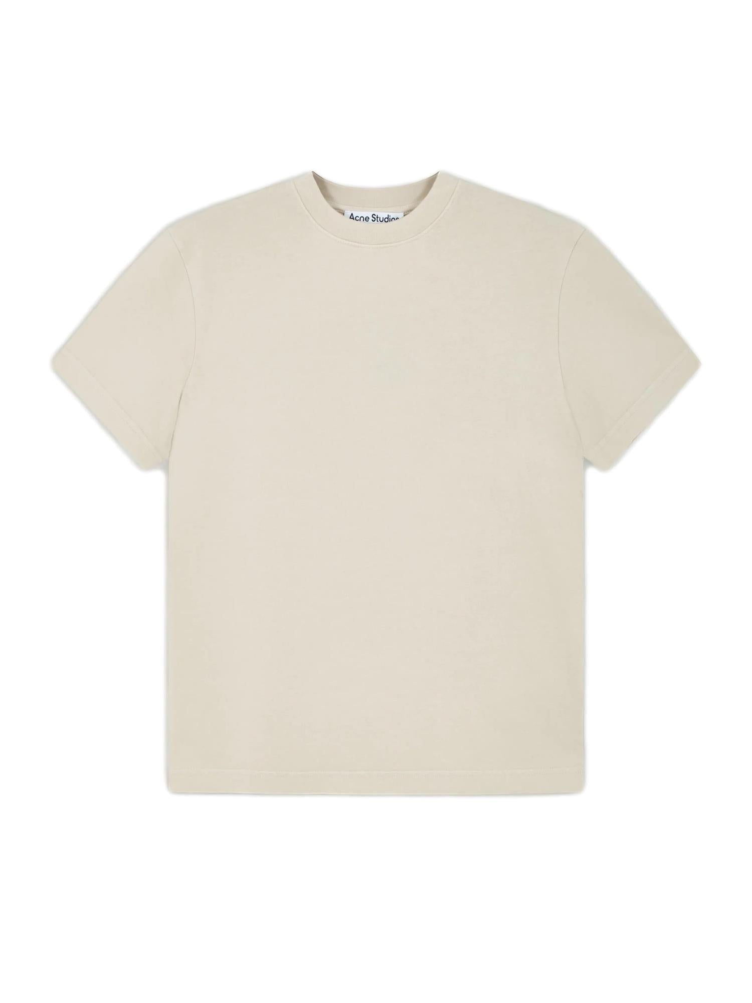 Acne Cotton Crewneck T-shirt T-shirt Beige - modostore.no