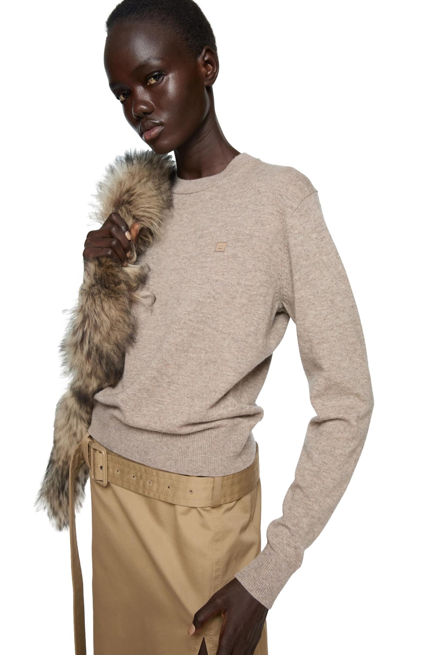 Acne Crewneck Jumper Yak Wool Genser Beige - modostore.no