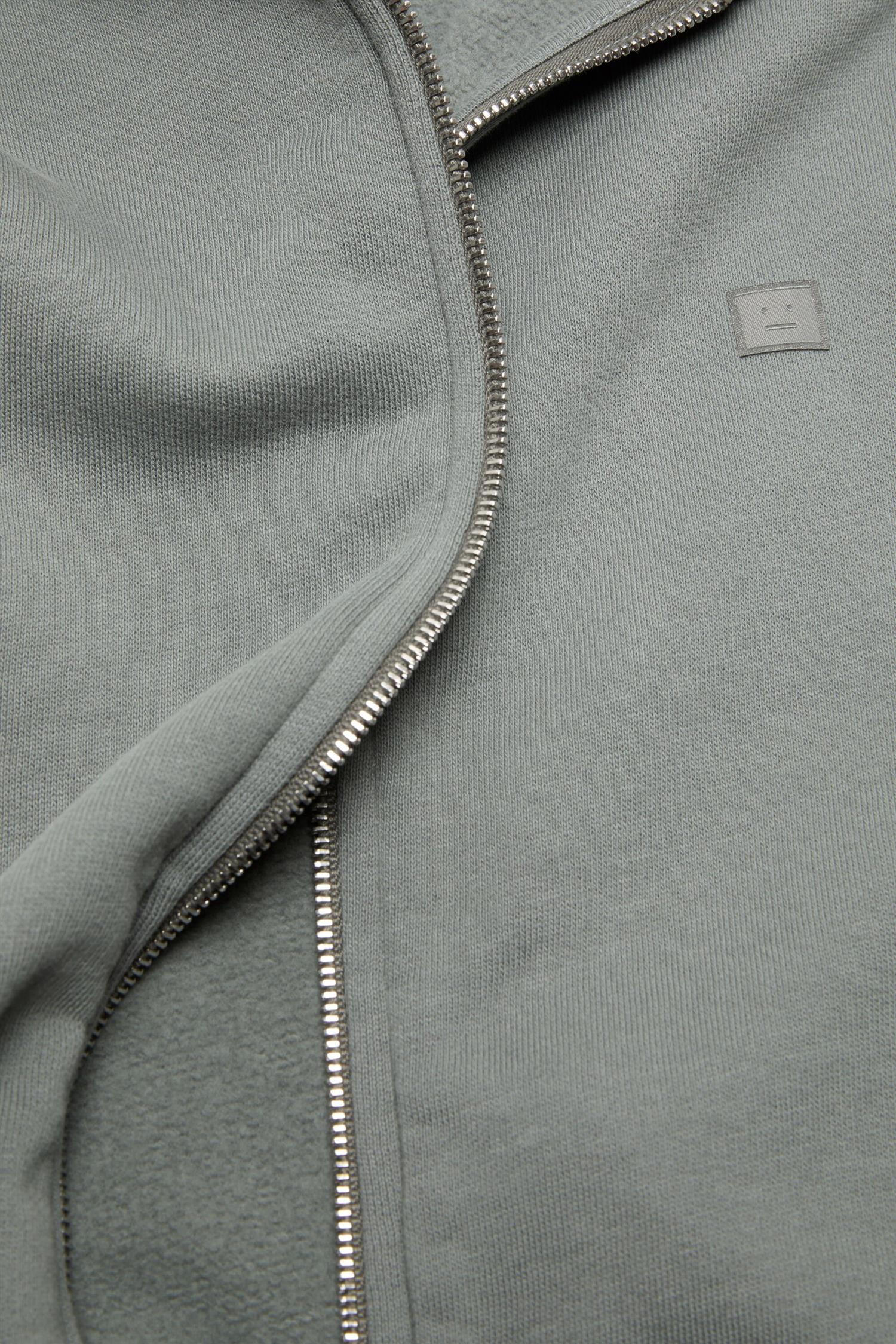 Acne Face Logo Zip-Up Hoodie Hettejakke Gråblå - modostore.no