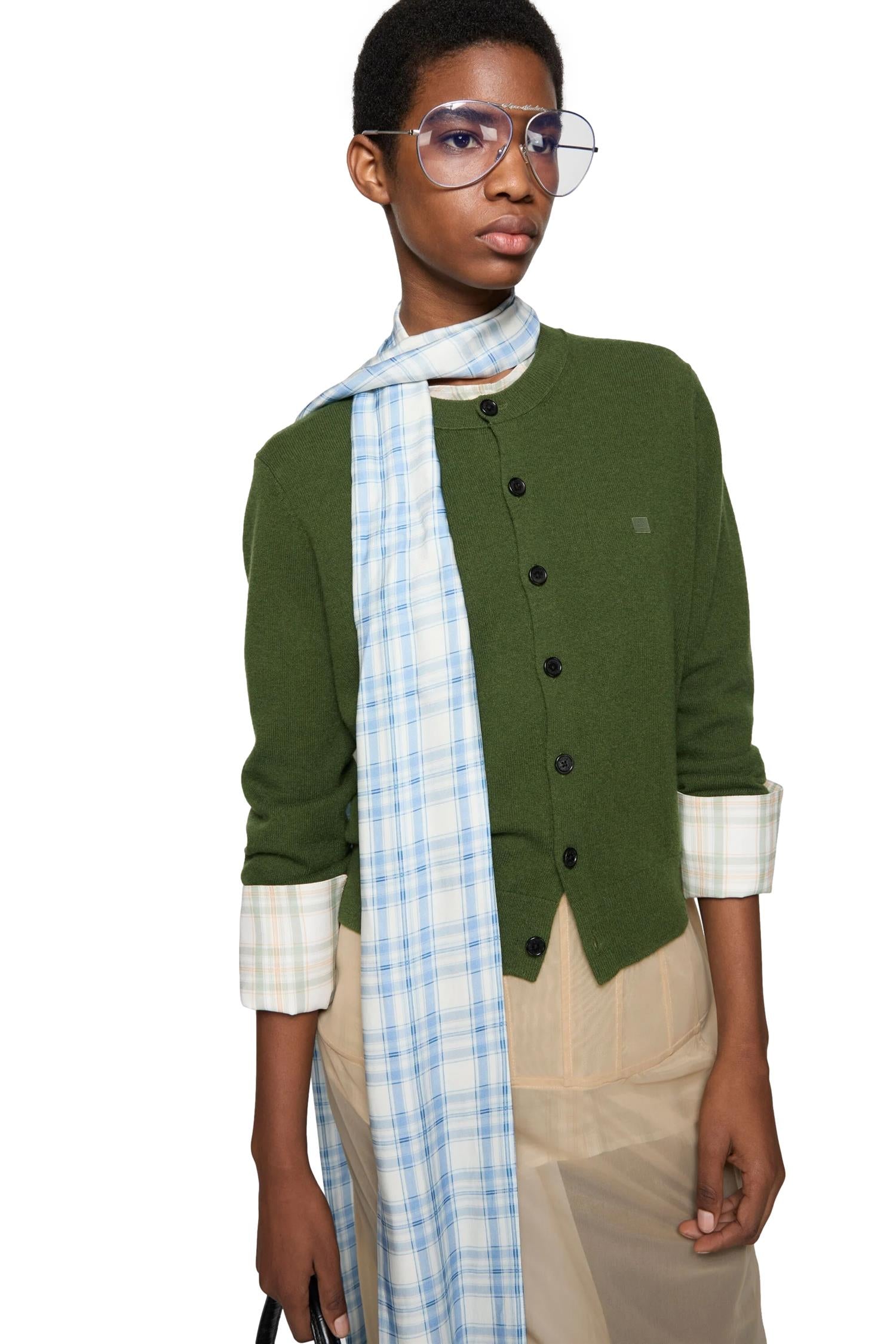 Acne Fitted Cardigan Cardigan Grønn - modostore.no