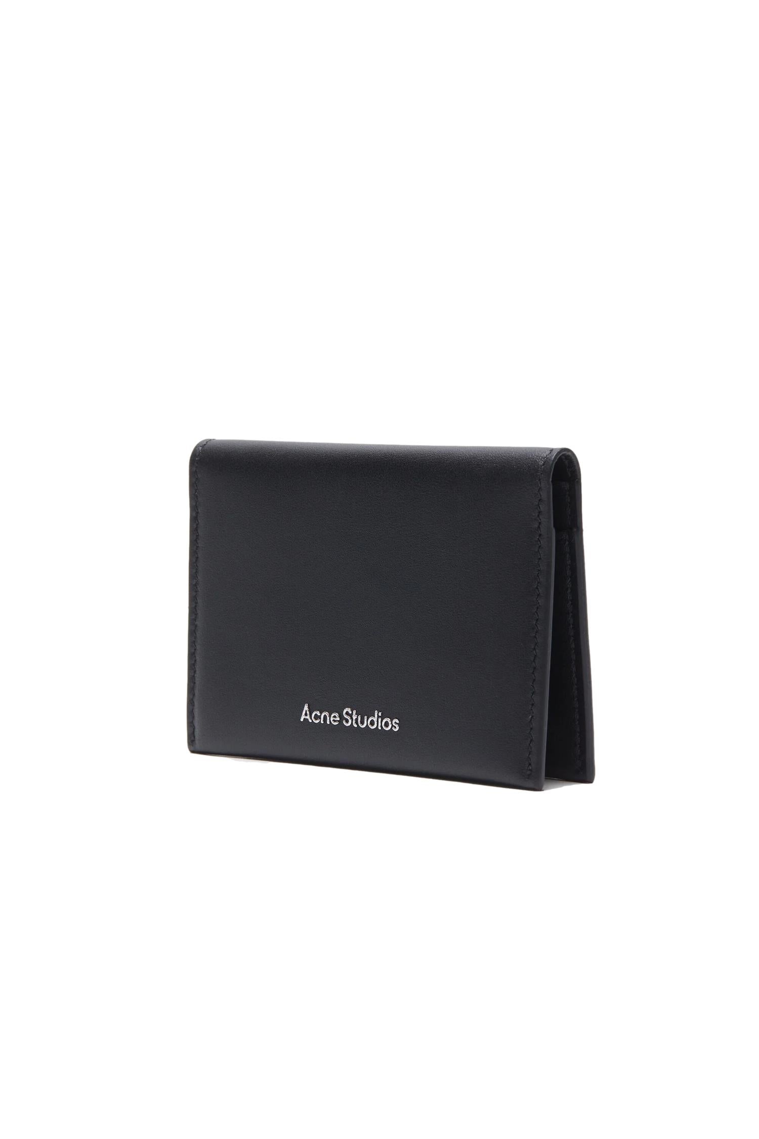 Acne Folded Leather Wallet Lommebok Sort - modostore.no