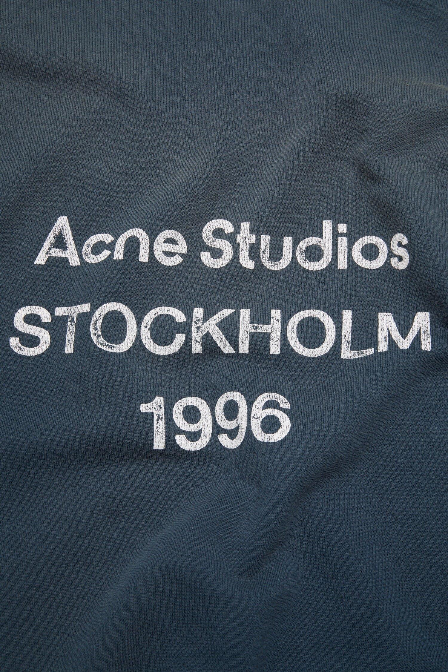 Acne Logo Hooded Sweater Hettegenser Mørkeblå - modostore.no
