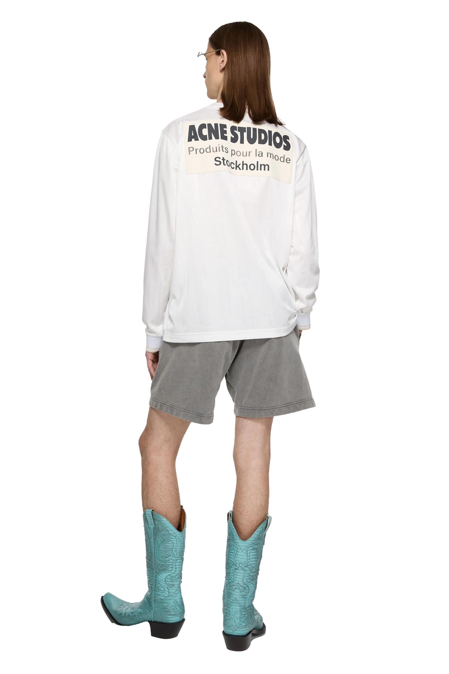 Acne Logo Sports Jersey Longsleeve Hvit Mønster - modostore.no