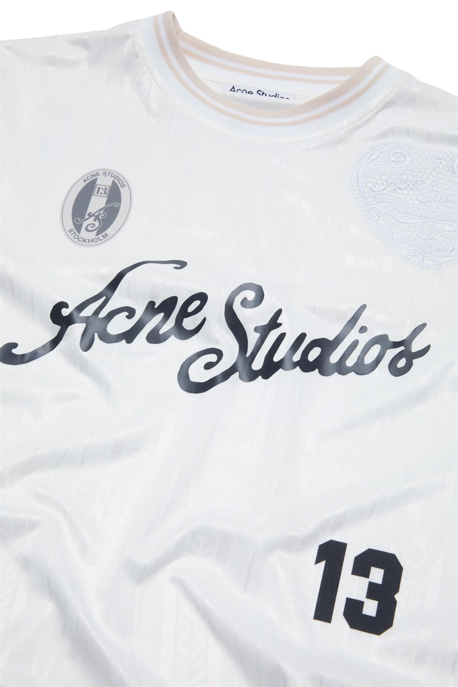 Acne Logo Sports Jersey Longsleeve Hvit Mønster - modostore.no