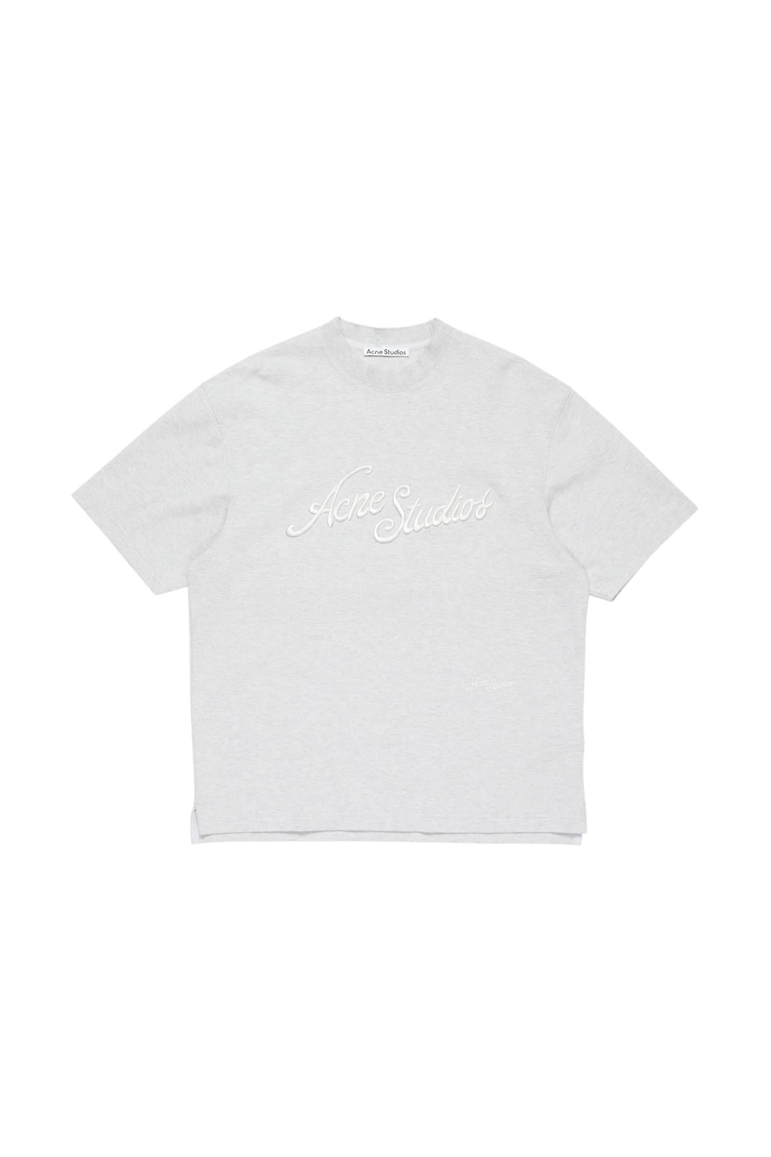Acne Logo T-Shirt - Relaxed Fit T-shirt Lysegrå - modostore.no