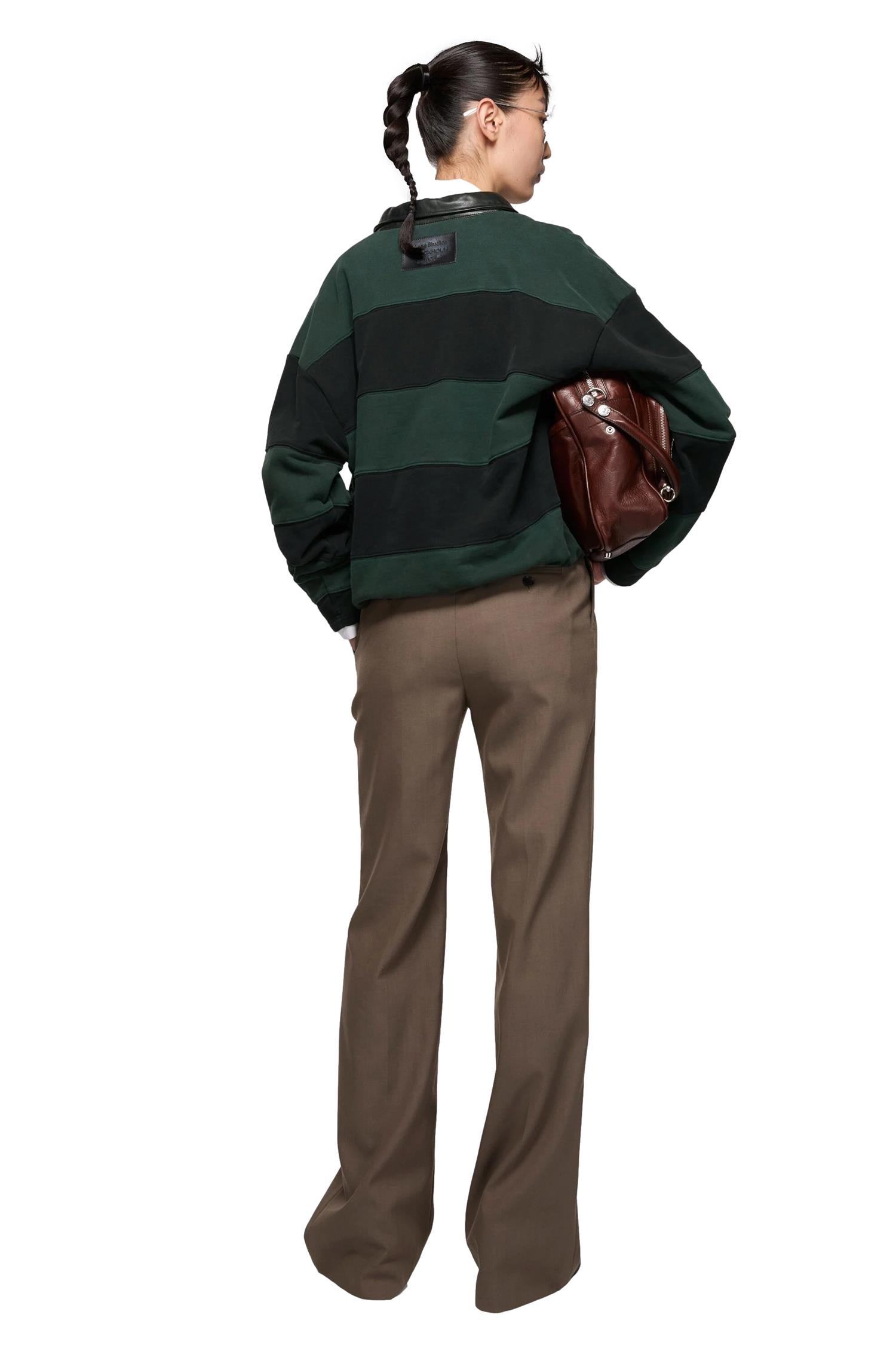 Acne Striped Polo Sweater Genser Grønn Og Sort - modostore.no