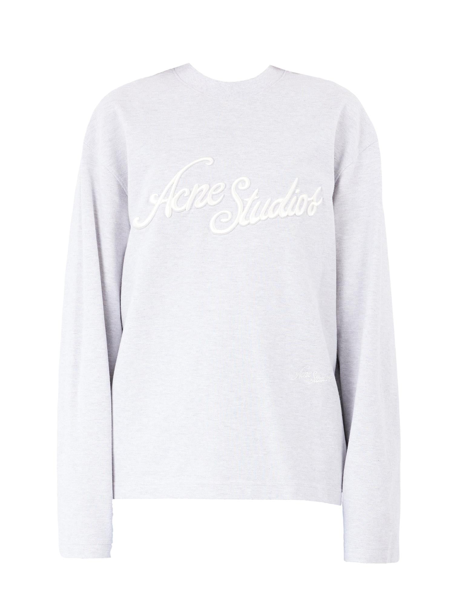 Acne T-shirt Logo - Relaxed Fit Genser Lysegrå - modostore.no