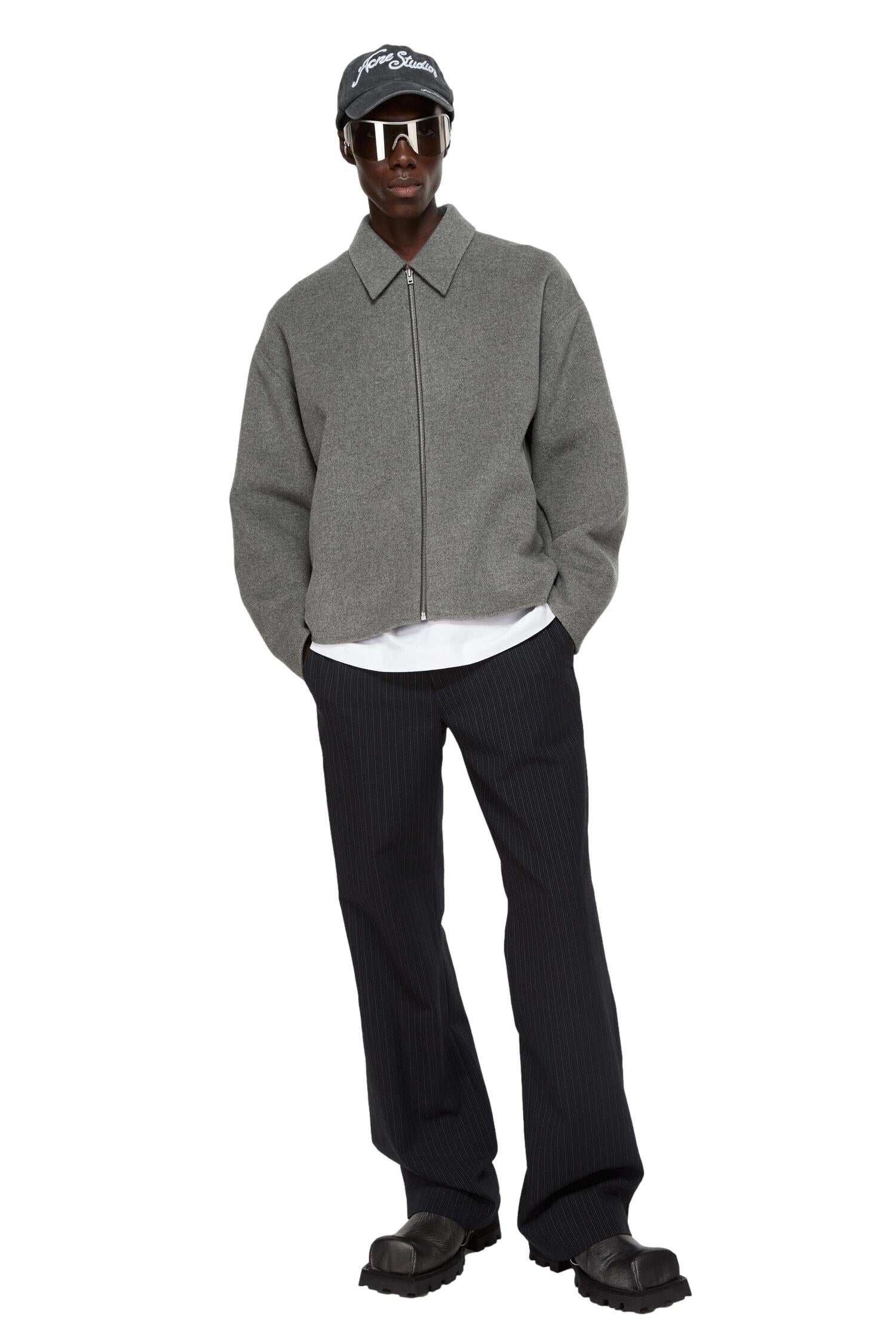 Acne Wool Zipper Jacket Jakke Grå - modostore.no