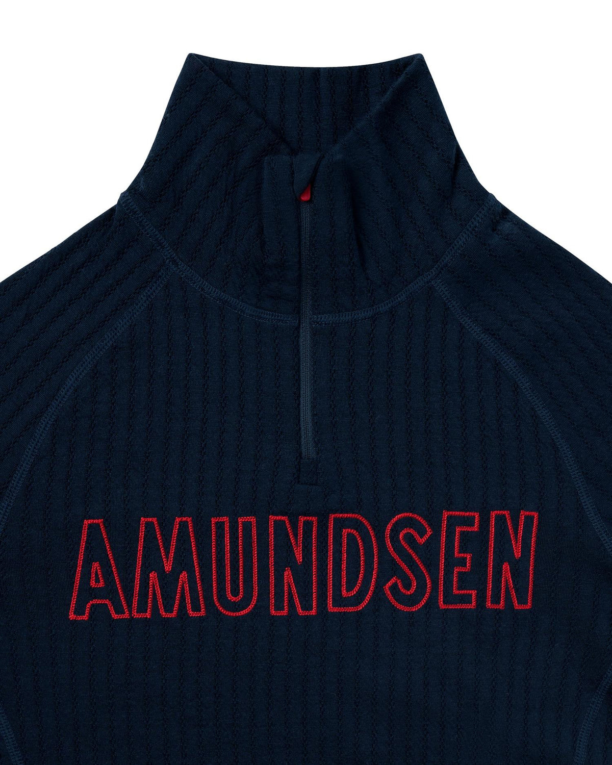 Amundsen Hero's Hide kvinnes ullundertøy med half zip i mørkeblå, mykt og varmt til kalde dager