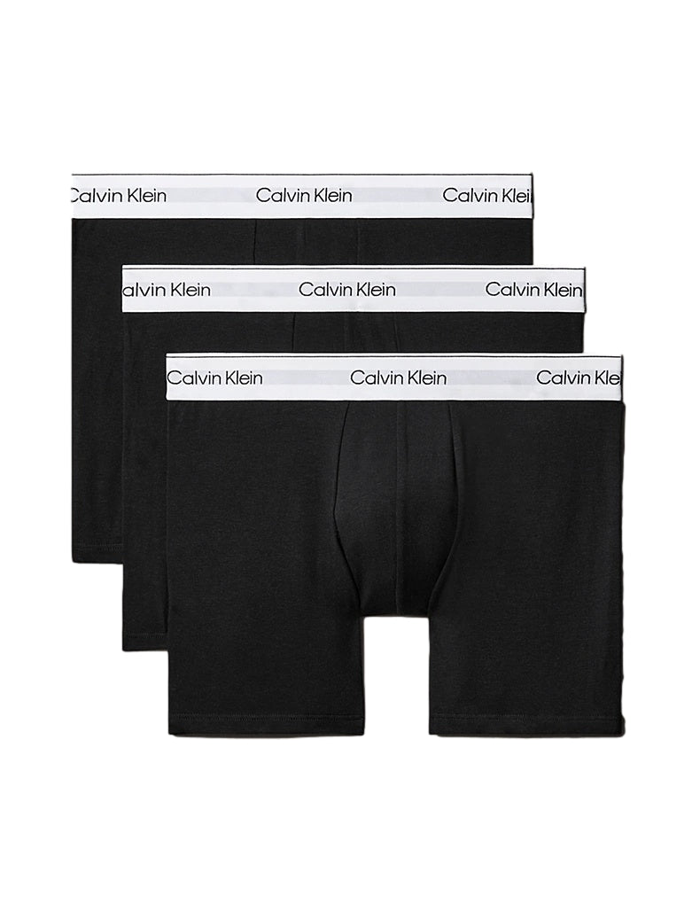 Kalvín Klein Underwear ikon boxer briefs 3-pack, sorte boxershorts, mykt stoff og behagelig passform, vist i bildet.