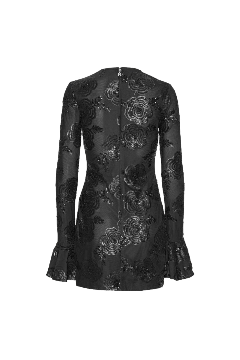 ROTATE Sequins LS Mini Dress Kjole Sort - modostore.no