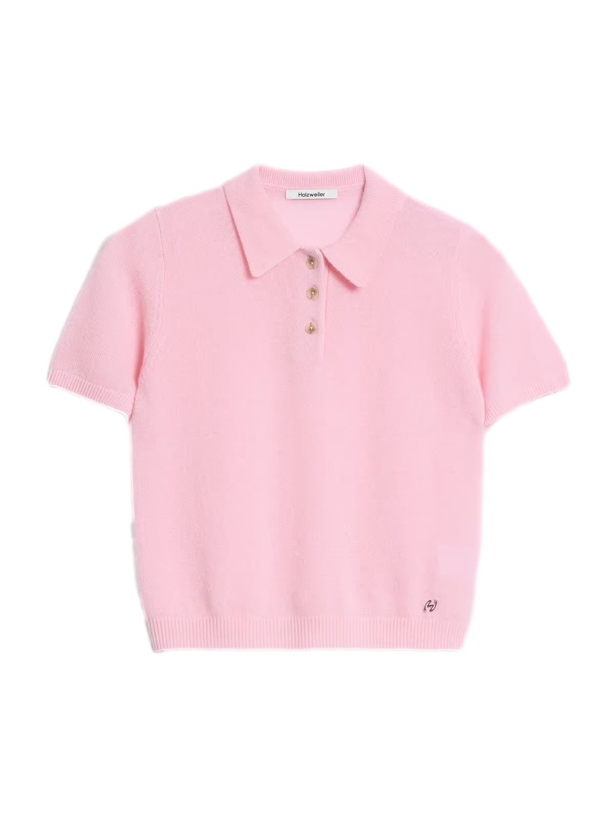 Holzweiler Cashmere Short Sleeve Polo Genser Rosa - modostore.no