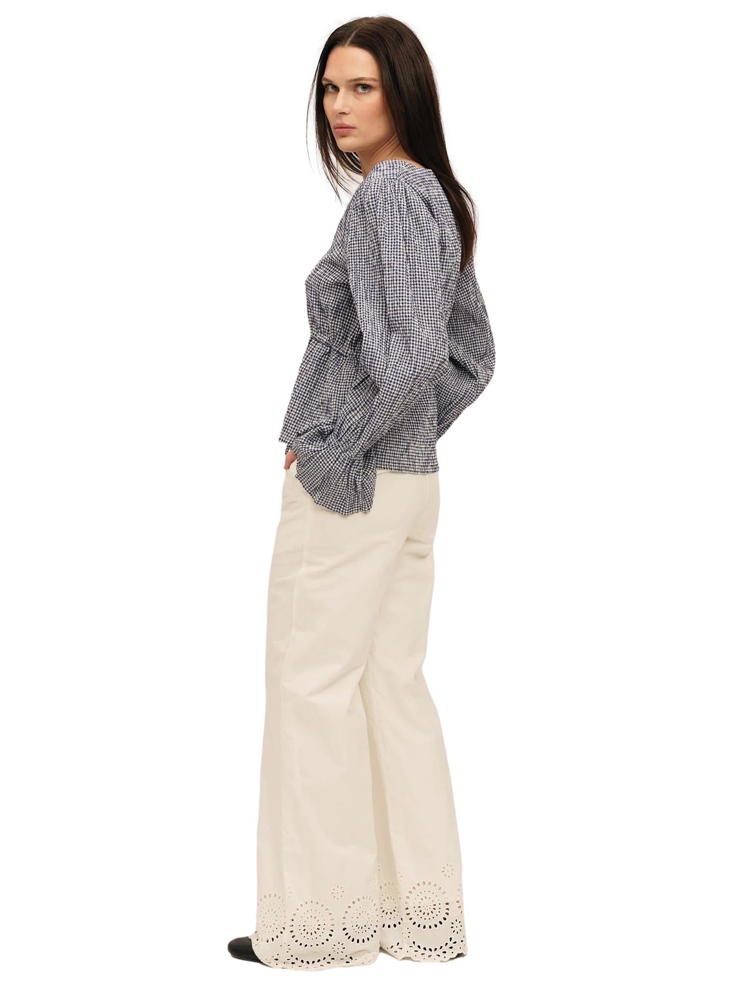 Once Untold Indiana Ribbon Blouse Topp Hvit Og Blå - modostore.no