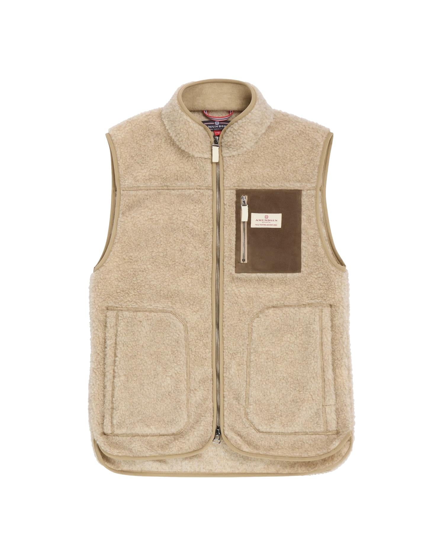 Amundsen Heroes Wool Fleece Vest Womens Vest Beige - modostore.no