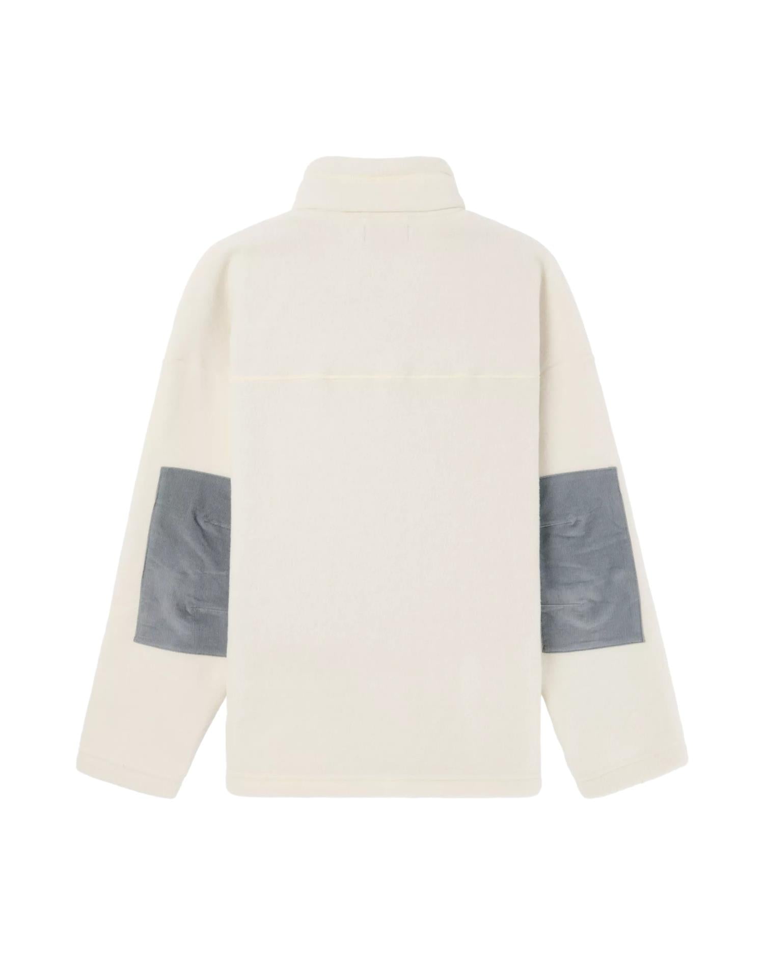 Amundsen V-Bond Cord Fleece Mens Genser Hvit Og Blå - modostore.no