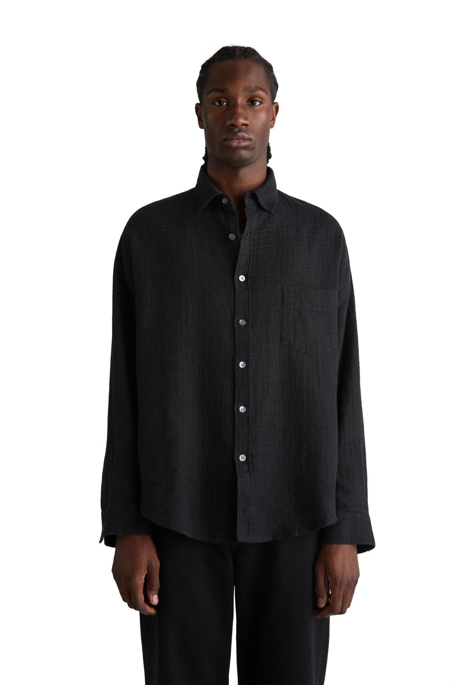 Livid Tim Black Bonded Skjorte Sort - modostore.no