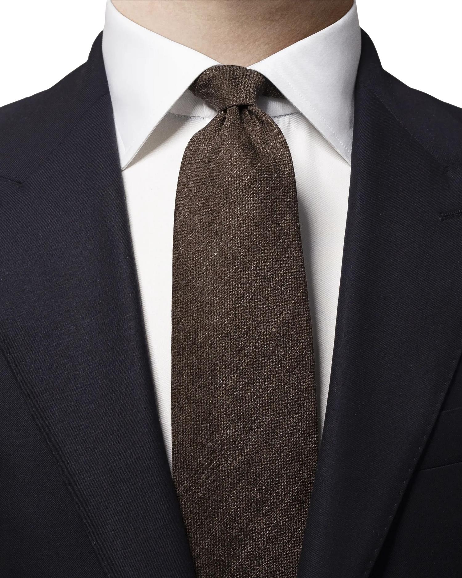 Eton Brown Silk and Linen Tie Slips Brun - modostore.no