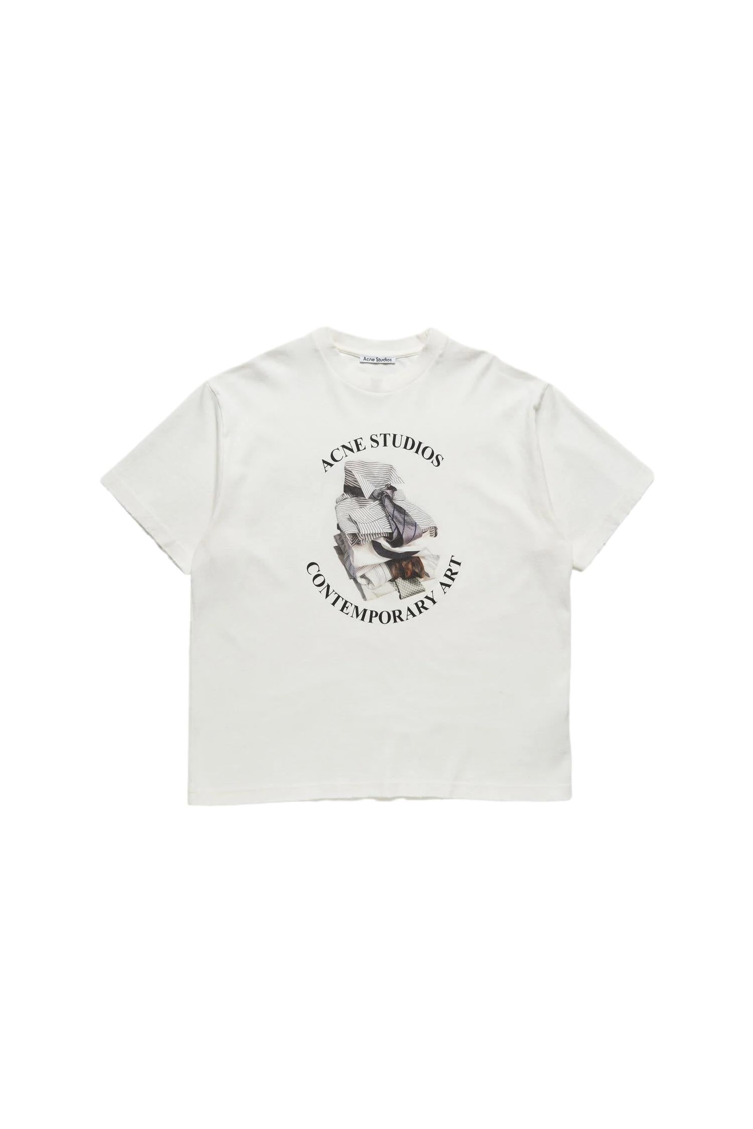 Acne Printed T-Shirt - Relaxed T-shirt Off-White - modostore.no