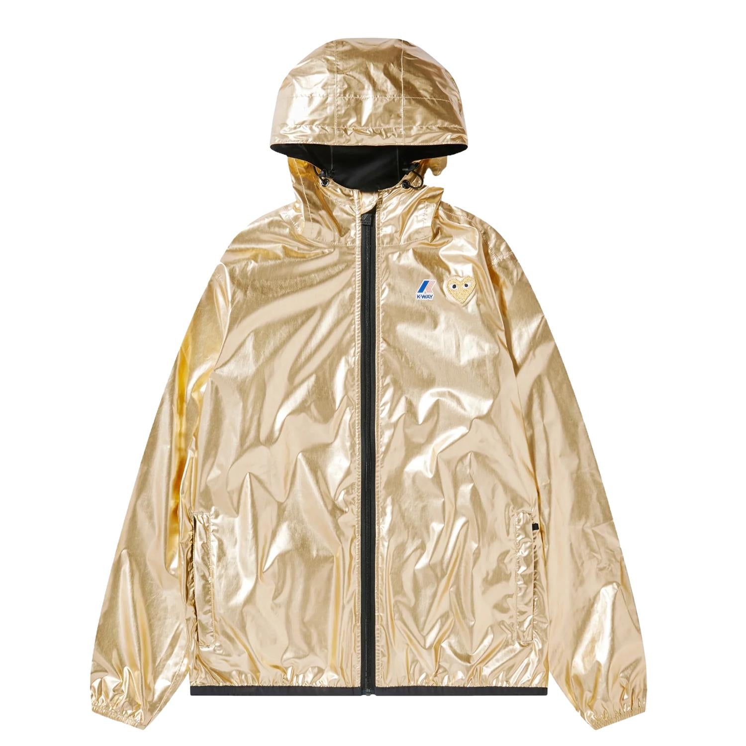Comme des Garcons Play Unisex K-Way Jacket Gold Emblem Jakke Gull