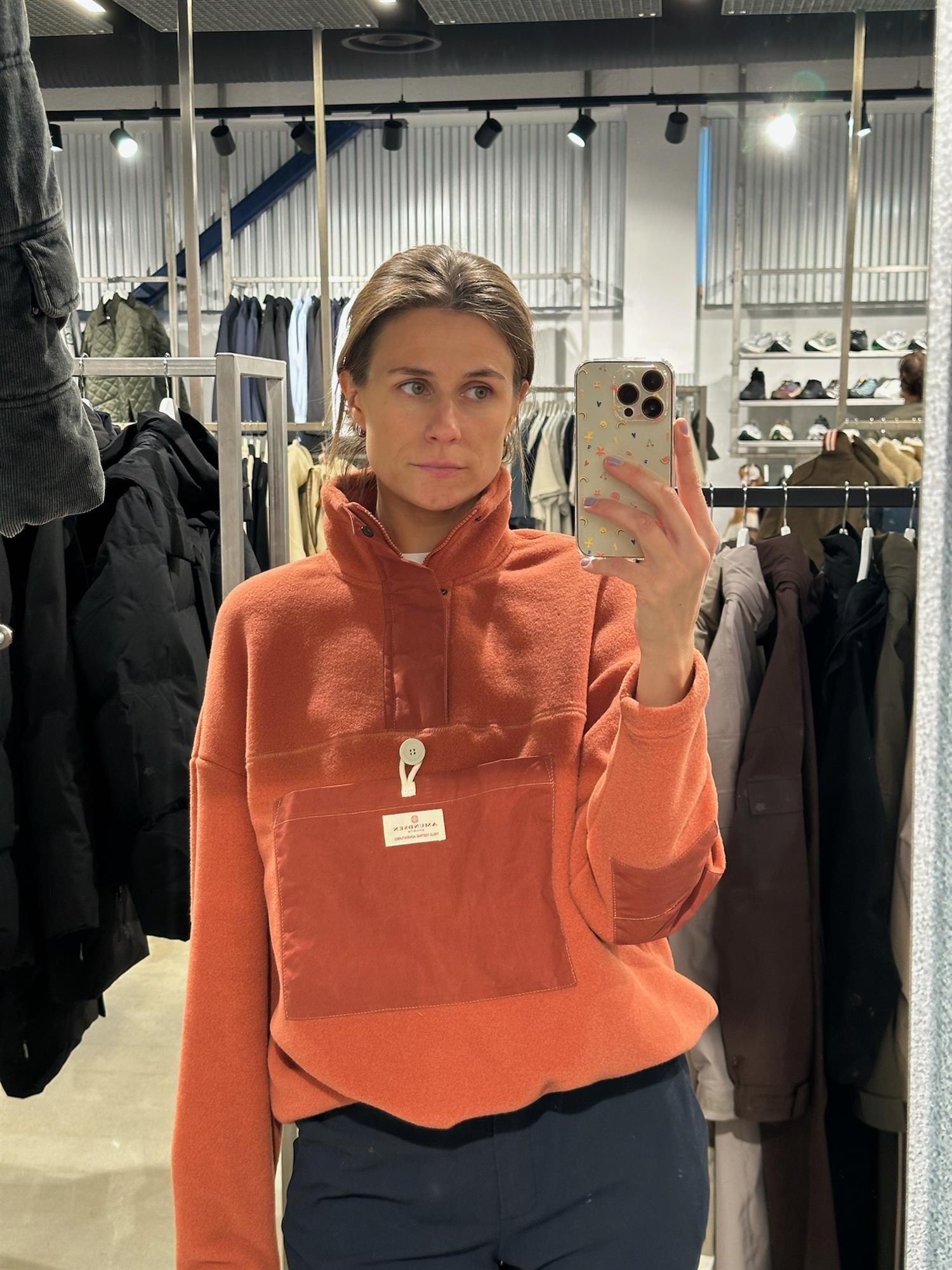 Amundsen V-Bond Waxed Fleece Womens Genser Rustrød