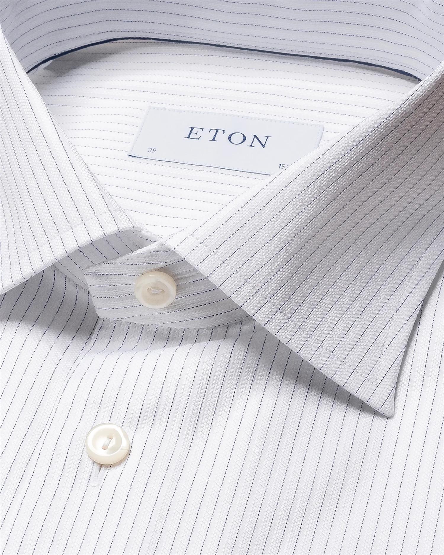 Eton Light Blue Striped Signature Twill Shirt Skjorte Stripet - modostore.no