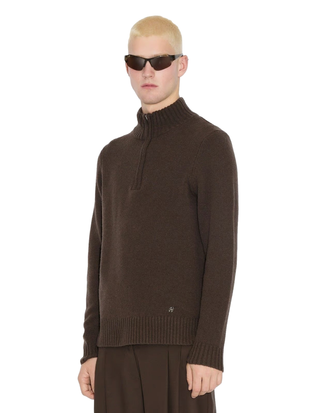 Holzweiler M. Wool Half Zip Genser Brun - modostore.no