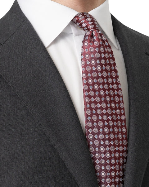 Eton Floral Woven Silk Tie Slips Burgunder Mønster