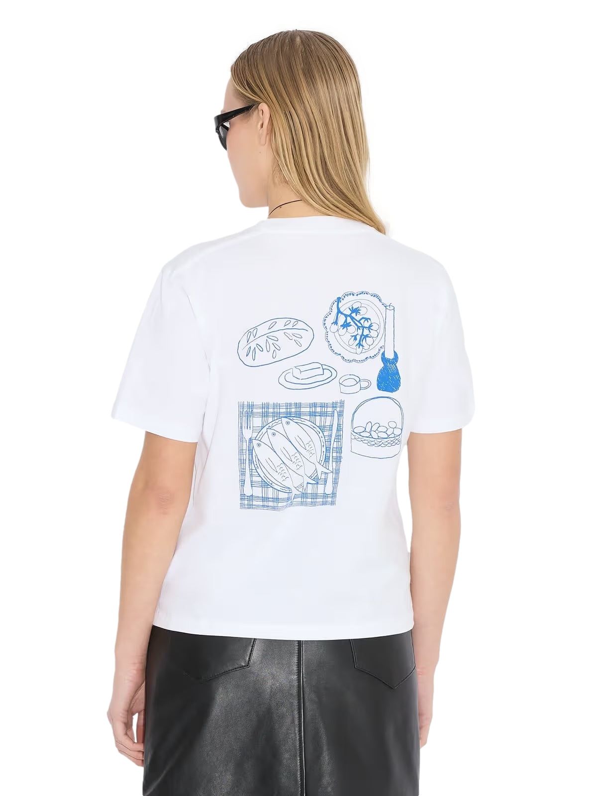 Holzweiler Sketch Tee T-shirt Hvit Og Blå - modostore.no