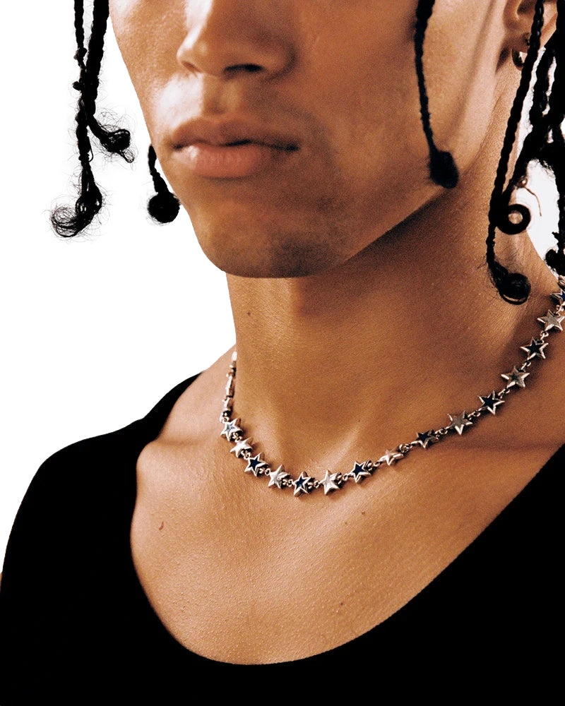 TwoJeys Black Enameled Stars Necklace Smykke Sølv / Sort - modostore.no